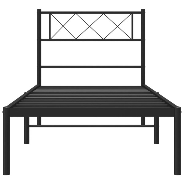 Estructura de cama con cabecero metal negro 80x200 cm