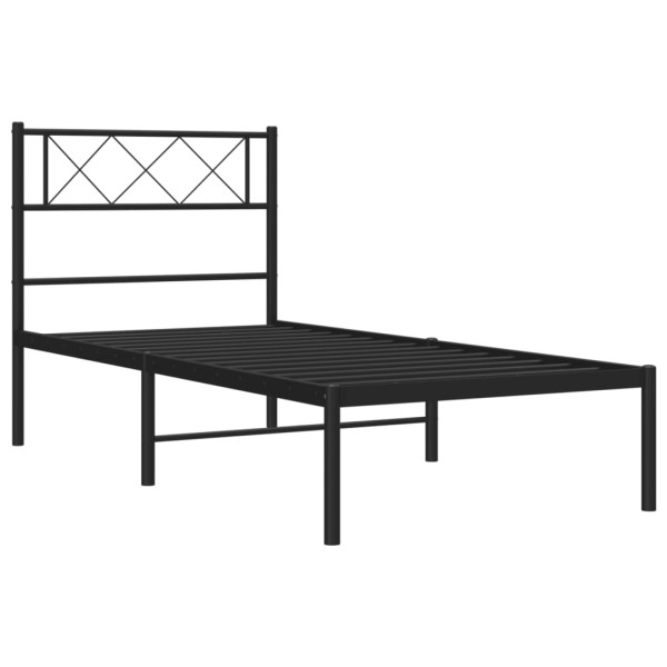 Estructura de cama con cabecero metal negro 80x200 cm