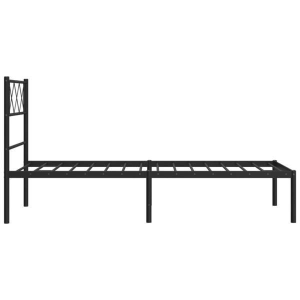 Estructura de cama con cabecero metal negro 80x200 cm