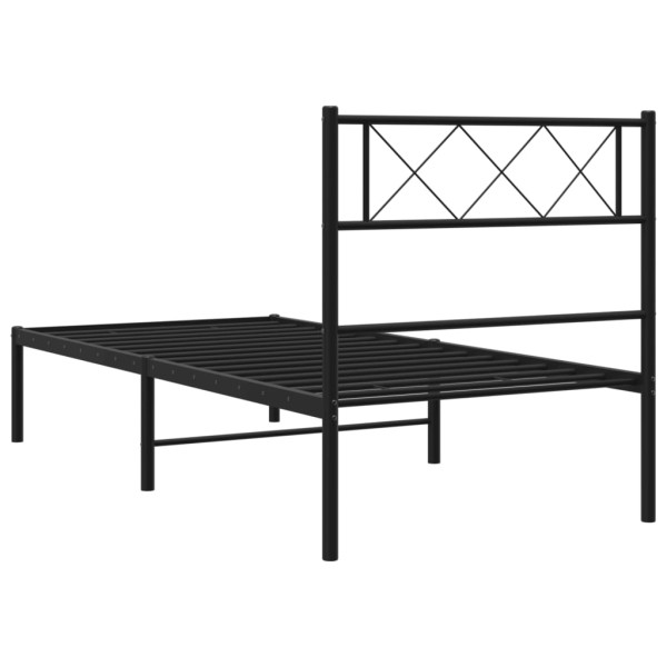 Estructura de cama con cabecero metal negro 80x200 cm