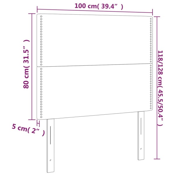 Cabeceros 2 unidades de cuero sintético marrón 100x5x78/88 cm