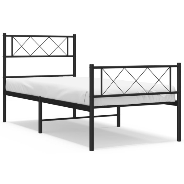 Estructura de cama con cabecero y estribo metal negro 100x190cm