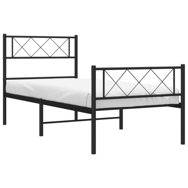 Estructura de cama con cabecero y estribo metal negro 100x190cm