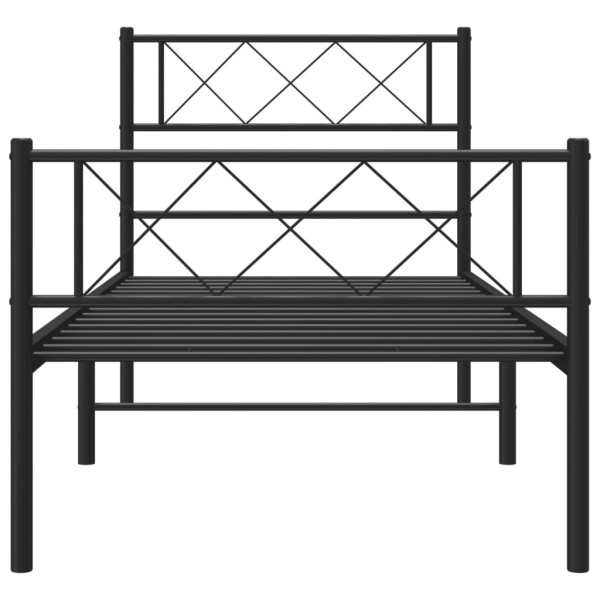 Estructura de cama con cabecero y estribo metal negro 100x190cm