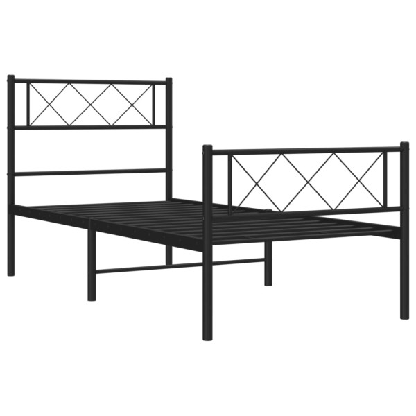 Estructura de cama con cabecero y estribo metal negro 100x190cm