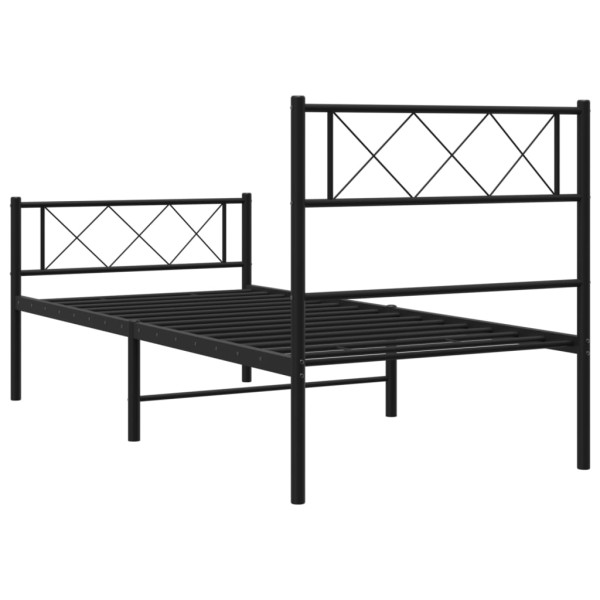 Estructura de cama con cabecero y estribo metal negro 100x190cm