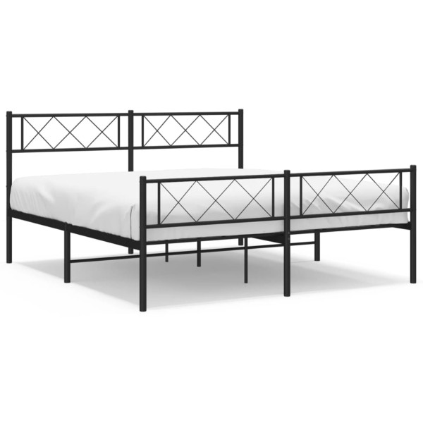 Estructura de cama cabecero y pie de cama metal negro 135x190cm