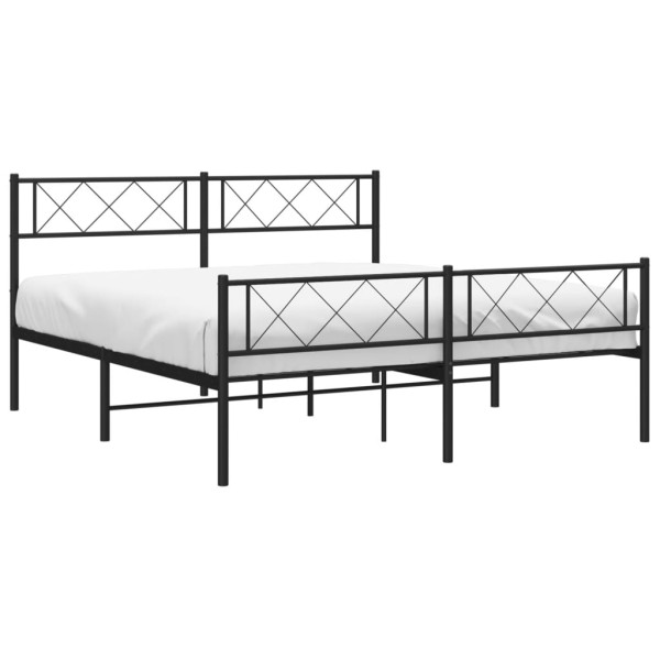 Estructura de cama cabecero y pie de cama metal negro 135x190cm