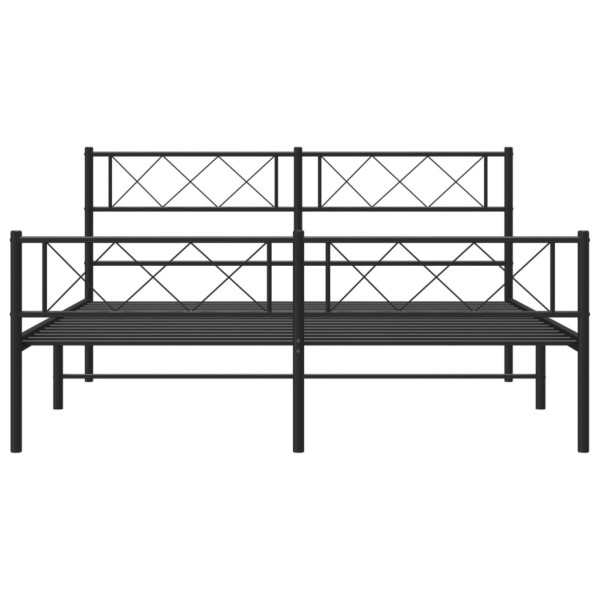 Estructura de cama cabecero y pie de cama metal negro 135x190cm