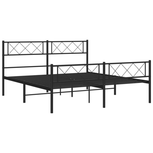 Estructura de cama cabecero y pie de cama metal negro 135x190cm