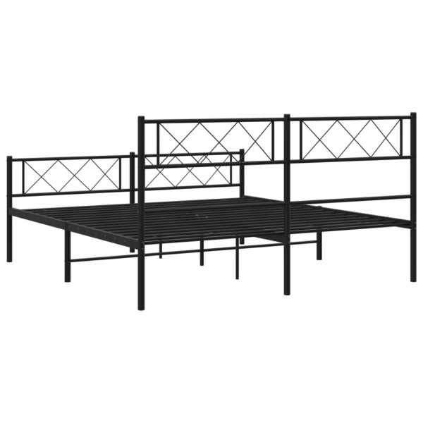 Estructura de cama cabecero y pie de cama metal negro 135x190cm