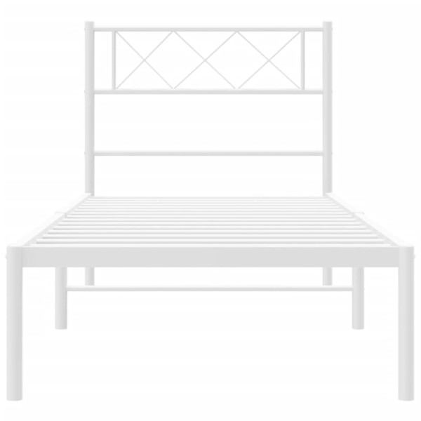 Estructura de cama de metal con cabecero blanco 90x190 cm