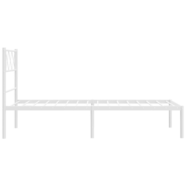 Estructura de cama de metal con cabecero blanco 90x190 cm