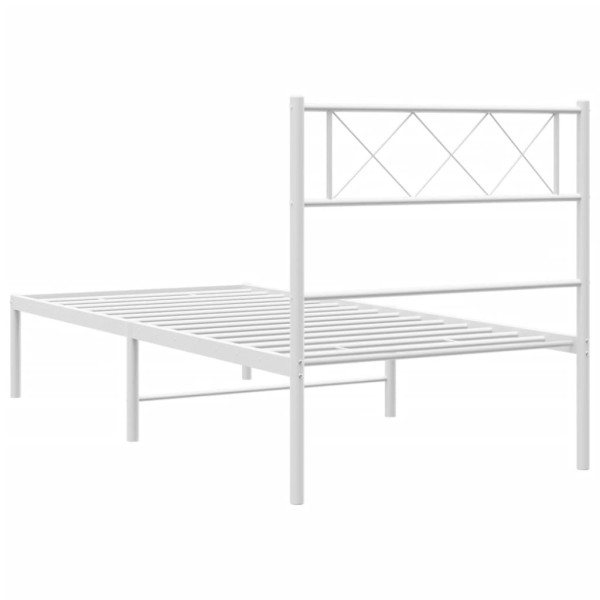 Estructura de cama de metal con cabecero blanco 90x190 cm