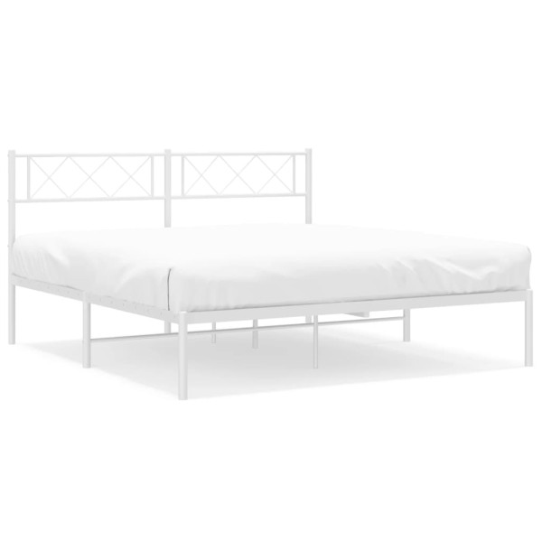 Estructura de cama de metal con cabecero blanca 120x200 cm