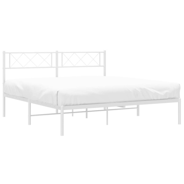 Estructura de cama de metal con cabecero blanca 120x200 cm