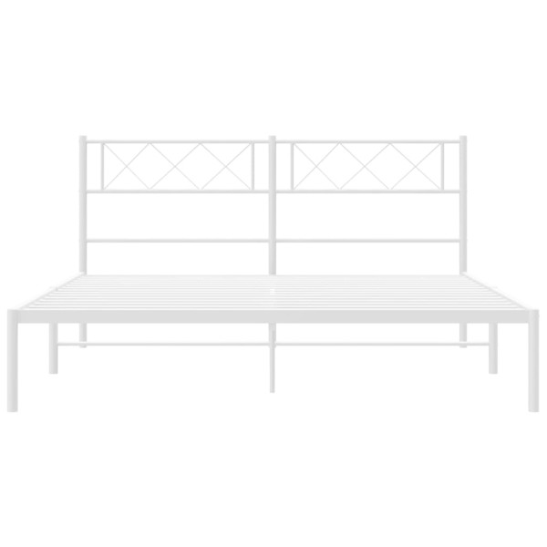 Estructura de cama de metal con cabecero blanca 120x200 cm