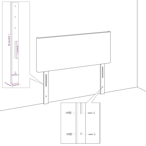 Cabecero de cuero sintético gris 83x23x78/88 cm