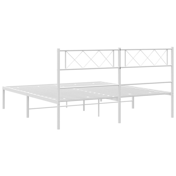 Estructura de cama de metal con cabecero blanca 120x200 cm