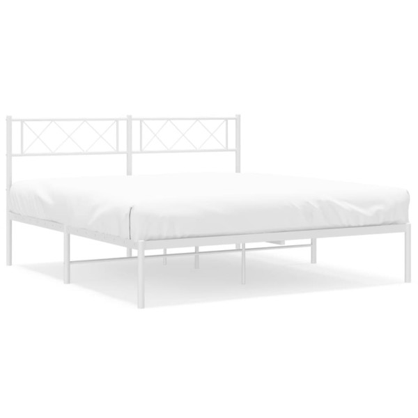 Estructura de cama de metal con cabecero blanca 140x190 cm