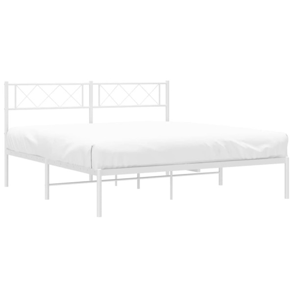 Estructura de cama de metal con cabecero blanca 140x190 cm