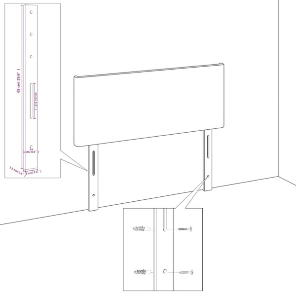 Cabecero de cuero sintético blanco 103x23x78/88 cm