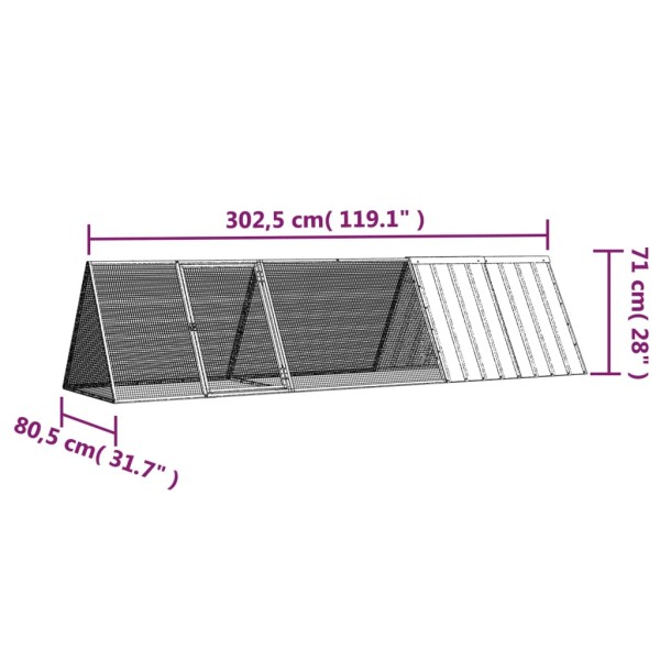 Jaula de conejos acero galvanizado antracita 302,5x80,5x71 cm