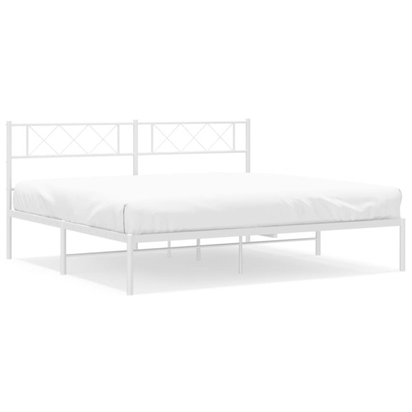 Estructura de cama de metal con cabecero blanco 180x200 cm