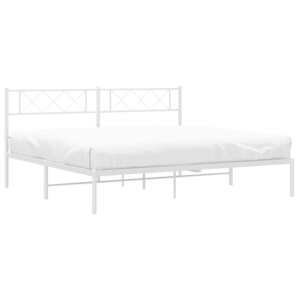 Estructura de cama de metal con cabecero blanco 180x200 cm