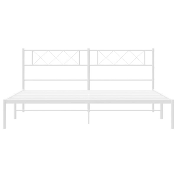 Estructura de cama de metal con cabecero blanco 180x200 cm