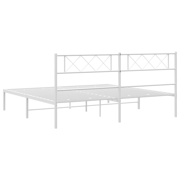 Estructura de cama de metal con cabecero blanco 180x200 cm