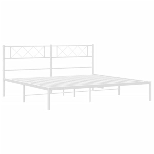 Estructura de cama de metal con cabecero blanco 193x203 cm