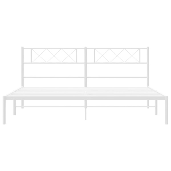 Estructura de cama de metal con cabecero blanco 193x203 cm