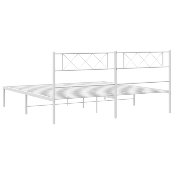 Estructura de cama de metal con cabecero blanco 193x203 cm