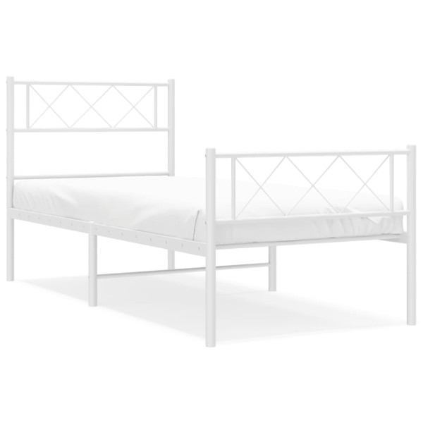 Estructura cama metal con cabecero y pie cama blanca 100x200 cm