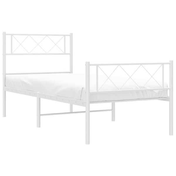 Estructura cama metal con cabecero y pie cama blanca 100x200 cm