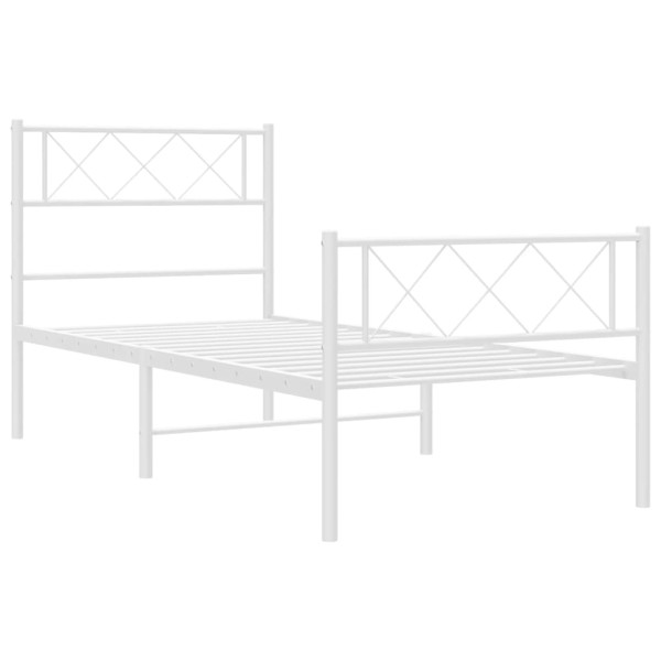 Estructura cama metal con cabecero y pie cama blanca 100x200 cm