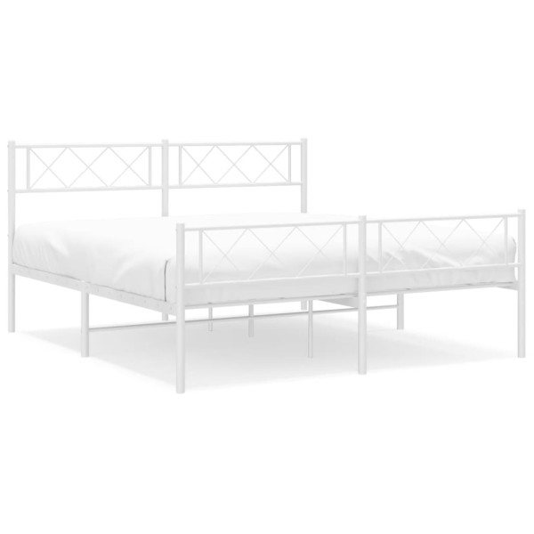 Estructura cama metal con cabecero y estribo blanco 140x200 cm