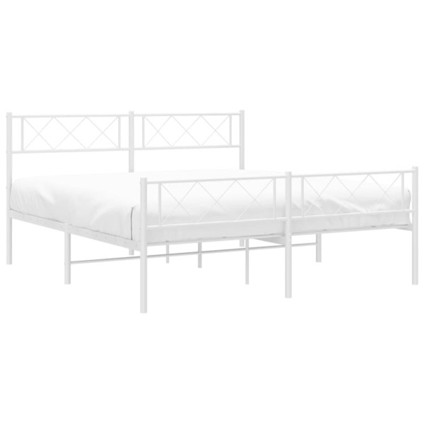 Estructura cama metal con cabecero y estribo blanco 140x200 cm