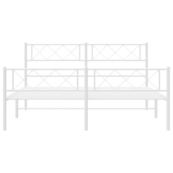 Estructura cama metal con cabecero y estribo blanco 140x200 cm