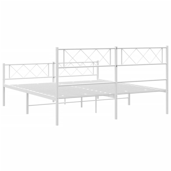 Estructura cama metal con cabecero y estribo blanco 140x200 cm