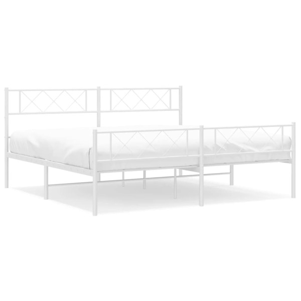 Estructura cama metal con cabecero y estribo blanco 200x200 cm