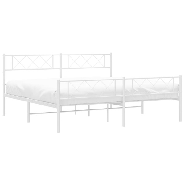 Estructura cama metal con cabecero y estribo blanco 200x200 cm