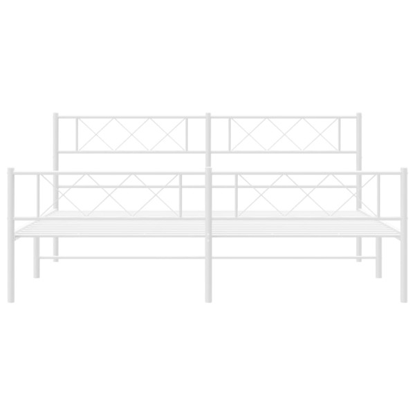 Estructura cama metal con cabecero y estribo blanco 200x200 cm