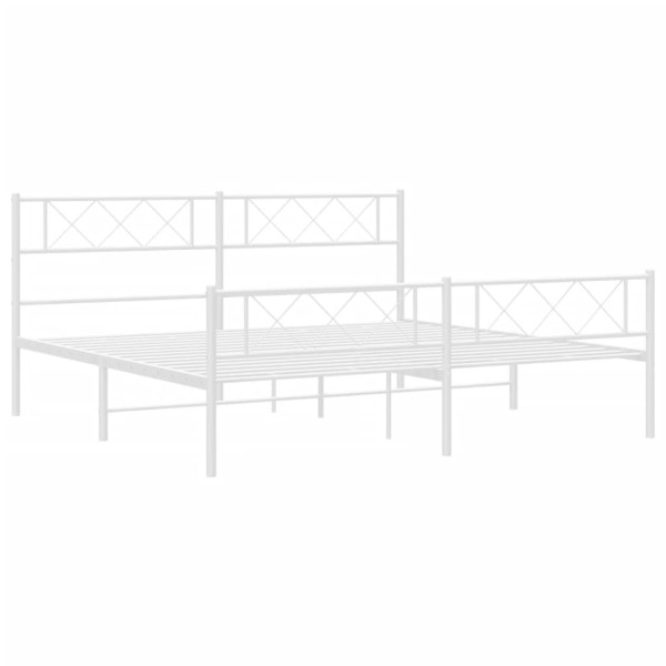 Estructura cama metal con cabecero y estribo blanco 200x200 cm