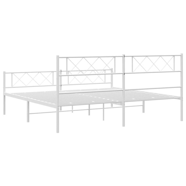 Estructura cama metal con cabecero y estribo blanco 200x200 cm