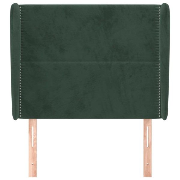 Cabecero con orejas de terciopelo verde oscuro 83x23x118/128 cm