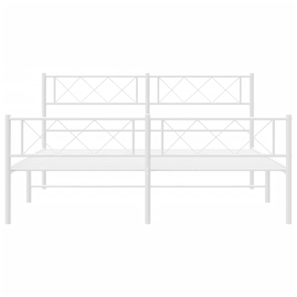 Estructura cama metal con cabecero y estribo blanco 160x200 cm