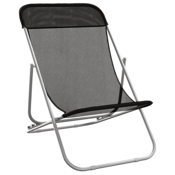 Silla de playa plegable 2 uds acero recubierto textilene negro