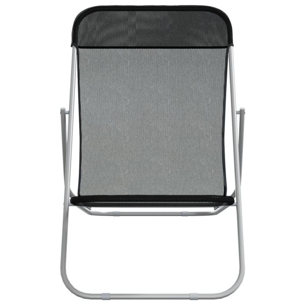 Silla de playa plegable 2 uds acero recubierto textilene negro